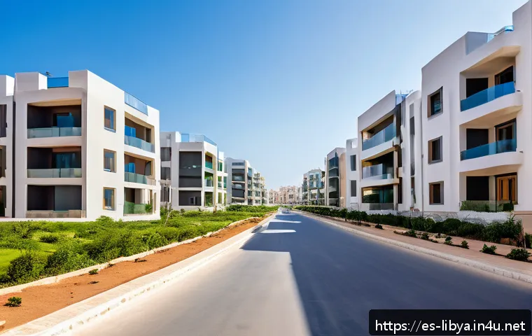 리비아의 주택 시장과 부동산 동향 - A modern urban residential neighborhood in Tripoli, Libya, showcasing newly developed apartment comp...